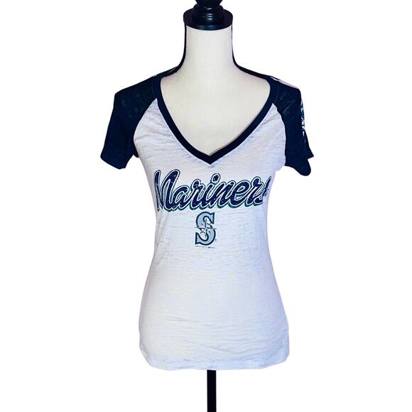Seattle Mariners Women's V-Neck T-Shirt - Size Small, Official MLB, EUC - Picture 2 of 7